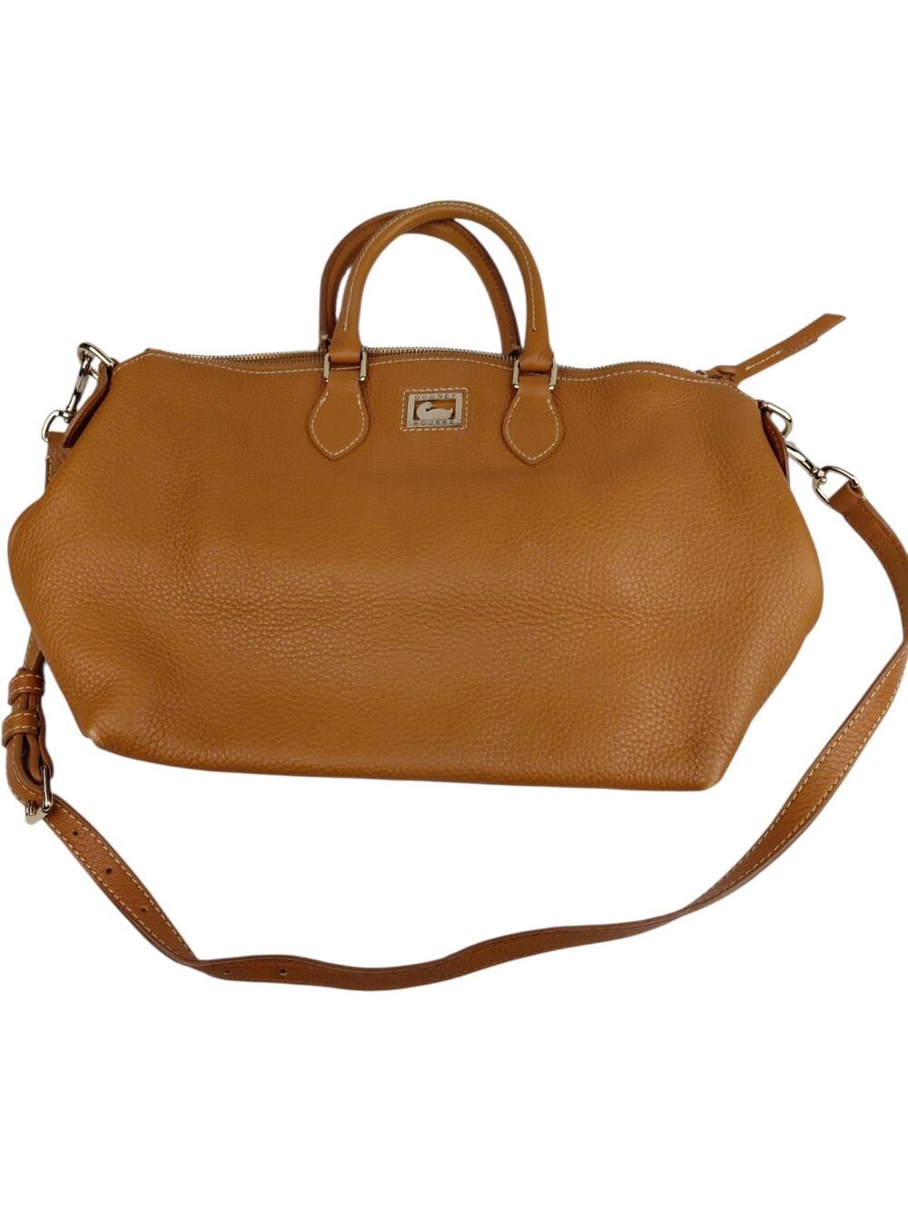 Dooney & Bourke Vtg.Lg. Crossbody Satchel Bag Whiskey Pebbled Leather